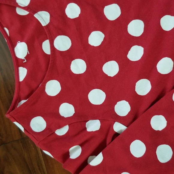BN LANDS END RED AND WHITE POLKA DOT LONG SLEEVED DRESS XL - Picture 3 of 4